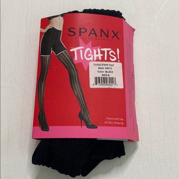 SPANX Black Tights in Tuxedo Stripe with Shaper Size B New with Tags - Picture 2 of 5